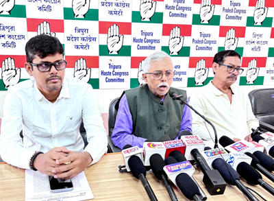 Tripura Pradesh Congress leaders addressed a press conference at Congress Bhavan in Agartala on December 5.
